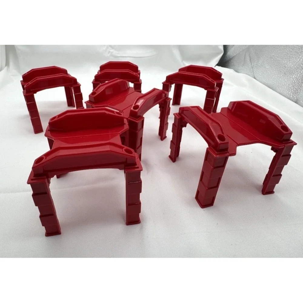 Wooden Train Track Red Stacking Support Risers Fits Major Brands Lot of 6